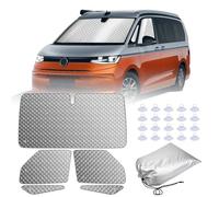 MaxAwe Luxury Sunshade Wrap Cover Kit, 5Pcs Internal Thermal Blind Set for VW T7, Silver Metallic Vehicle Specific Thermal Blind Set, Compatible with Vans & Motorhomes