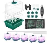 MaxAwe Seed Starter Tray with Seedling Heat Mat, 5Pack Seedling Starter Trays with Time Controller & Upgraded Grow Light, Seed Starting Kit with Adjustable Humidity Dome and Base for Plant Germination