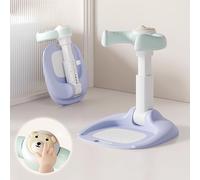 Maxbetip Foldable Baby Shower Stand Support 8-Adjustable Height and Armrest Shower Tower Rollover Prevention with Bath Seatfor Toddler Standing Up Themselves Ideal Gift for Infants 6+ Months (Green)