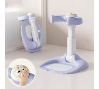 Maxbetip Foldable Baby Shower Stand Support 8-Adjustable Height and Armrest Shower Tower Rollover Prevention with Bath Seatfor Toddler Standing Up Themselves Ideal Gift for Infants 6+ Months (Purple)