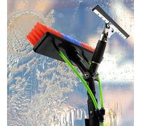 MAXBLAST 30ft Water Fed Telescopic Window Cleaning Pole with Brush & Squeegee, 3-Way Connector, Lightweight Aluminium Pole for Windows, Conservatory & Guttering