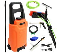 MAXBLAST 30L Water Fed Window Cleaning Pole & Trolley System, 20ft Telescopic Aluminium Pole with Brush & Squeegee, Battery Powered Mobile Cleaner