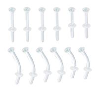 Maxbott 12 PCS Clear Glass Retainers Set 6 Curved & 6 Straight Invisible Nose Studs for Work/Surgery/Sports 18G 16G Size Hypoallergenic Glass Piercing Jewelry for Multiple Body Parts (1mm(18g))