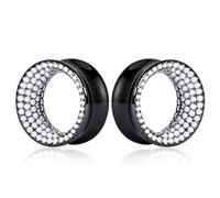 Maxbott 2 Pcs Ear Gauges 00G - 3/4" 5A Cubic Zirconia Hollow Plugs Luxury Double Flared Ear Tunnels for Stretched Ears, High-End Body Jewelry for Men & Women, 12mm(1/2"), Brass, no gemstone