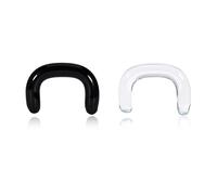 Maxbott 2 Pcs Glass Septum Retainer 16G 14G 12G 10G 8G U-Shaped Invisible Nose Piercing Retainers with O-Rings Hypoallergenic for Work, Sports, Surgery (Black & Clear, 2mm(12G))