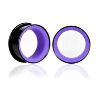 Maxbott 2 Pcs Single Flare Ear Gauges Round Stainless Steel Outer Ring with Round PLA Inner Plug (0G/8mm to 5/8"/16mm) Hypoallergenic Dual-Material Ear Expanders with 2 O-Rings Lightweight Body