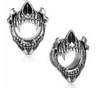 Maxbott 2 Pcs Stainless Steel Ear Gauges Open Fang Design Ear Tunnels with Screw Back Double Flared Ear Expanders for Stretched Ears Body Jewelry for Men & Women, 14mm(9/16"), Stainless Steel, no