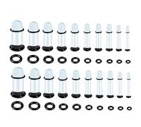 Maxbott 20PCS Glass Ear Gauges Stretching Kit,0.5mm Increments 14G-2G Single Flare Plugs Comf,Hypoallergenic Stretching Body Piercing,Gauge stretching kit (Black)