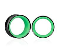 Maxbott 2Pcs Ear Gauges Hollow 316L Stainless Steel Double Flared Ear Plugs Tunnels Stretcher Body Piercing Earring Jewelry for Women Men 0G(8mm)-3/4"(19mm) (Black Green, 19mm(3/4"))