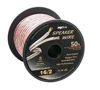 MaxBrite Speaker Wire - 16 Gauge, 50 Feet, 2 Conductor, Red, OFC, 26 Strands, Speaker Compatible