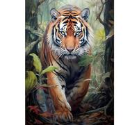 MAXBYE 5D Animal Diamond Painting Kits for Adults, Forest Tiger DIY Diamond Art Full Drill Crystal Rhinestone Painting Pictures Embroidery Craft Kits for Home Wall Decor 12x16inch