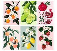 MAXBYE 6 Pack Paint by Numbers Kit for Adults Children, Fruits Painting by Number Without Frame for Beginners, Easy DIY Painting Kits on Canvas Acrylic Pigment Home Wall Decor Gifts 20x30 cm