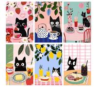 MAXBYE 6 Packs Paint by Numbers for Adults, Cute Kitten Painting by Number Kit Without Frame Beginners, Food Easy Oil Painting Kits on Canvas Acrylic Pigment Home Wall Decor Holiday Gifts 20x30 cm