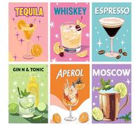 MAXBYE 6 Packs Paint by Numbers Kits for Adults Beginners, Cocktail Painting by Number Without Frame, Easy Oil Painting Kits on Canvas Acrylic Pigment Home Wall Decor Holiday Gifts 20x30 cm