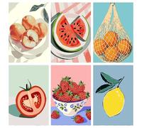 MAXBYE 6 Packs Paint by Numbers Kits for Adults Beginners, Fruit Painting by Number Without Frame, Easy Oil Painting Kits on Canvas Acrylic Pigment Home Wall Decor Holiday Gifts 20x30 cm