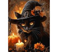 MAXBYE Black Cat Paint by Numbers for Adults, Halloween Painting by Number Kits on Canvas Without Frame Beginners, Easy DIY Pumpkin Candles Acrylic Pigment Drawing Home Wall Deco Gifts 40x50 cm