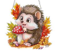 MAXBYE Diamond Painting Art Cute Hedgehog Hanging Pendant Kits, Special Shaped Diamond Ornaments with Chain for Adults, DIY Gem Hanging Pendants Art Craft Decoration for Home Wall & Window 20x20cm