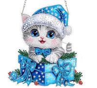 MAXBYE Diamond Painting Art Hanging Pendant Kits Adults, Cute Kitten Crystal Ornaments with Chain, DIY Gem Special Shaped Hanging Pendants Diamond Art Craft Decoration for Home Wall & Window 20x20cm