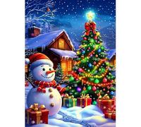 MAXBYE Diamond Painting Christmas Kits, DIY Snowman Diamond Art Kits Adults Round Full Drill for Beginner, Christmas Tree Gem Art Craft Crystal Cross Stitch for Home Wall Decor Gifts 30x40cm