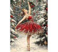 MAXBYE Diamond Painting Christmas Tree Kits for Adults, DIY Diamond Art Kits Round Full Drill for Beginner, Elegant Ballerina Crystal Cross Stitch Gem Art Craft for Home Wall Decor Gifts 30x40cm