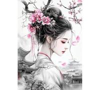 MAXBYE Diamond Painting Kit, 5D Diamond Art Oriental Classical Woman Gem Art Cross Stitch for Adults, DIY Round Full Drill Crystal Craft Gifts Home Wall Decor 30x40cm