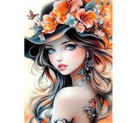 MAXBYE Diamond Painting Kits for Adults, Beautiful Lady Diamond Art Full Round Drill DIY Gems Crafts for Beginner, Flowers Diamond Pictures Kit Gift Home Wall Decor 30x40cm