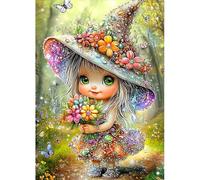 MAXBYE DIY 5D Diamond Arts Kits for Adults, Cute Fairy Diamond Painting Kits Full Drill Butterfly Crystal Pictures Arts Crafts Diamond Cross Stitch Painting Home Wall Decor Gifts 12x16 Inch