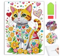 MAXBYE DIY Diamond Painting Notebook Kit, Cute Cat Diamond Art Special Rhinestone Craft Gifts, Flowers Wirebound Lined Journal Notebook Removable, Creative Diary Office Student Work 120 Pages