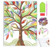 MAXBYE DIY Diamond Painting Notebook Kits, Colour Tree Diamond Art Special Rhinestone Craft Gift, Wirebound Lined Journal Notebook, Creative Removable Diary Notebook for Adult Office Student 120 Pages
