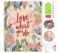 MAXBYE DIY Flowers Diamond Painting Notebook Kit, Diamond Art Special Rhinestone Craft Gifts, Wirebound Lined Journal Removable, Creative Presents Diary Notebook Student Office Work 120 Pages