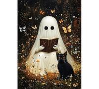 MAXBYE Ghost & Black Cat Diamond Art Kits for Adults, 5D Garden Diamond Painting Kit Beginners, DIY Full Drill Diamond Painting Gem Art Crystal Craft Halloween Gifts for Home Wall Decor 30x40cm