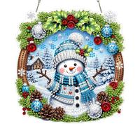 MAXBYE Hanging Diamond Art Christmas, DIY Snowman Diamond Painting Kits | Christmas Adults Diamond Art Ornaments with Chain, Special Shaped Rhinestone Pendant for Window Home Wall Door Decor 20x20cm