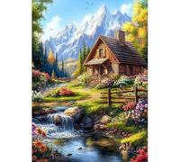 MAXBYE Landscape Diamond Painting Kits for Adults, 5D Houses River Diamond Art Kits Round Full Drill Gem Cross Stitch Beginner, DIY Crystal Art Craft Home Wall Decor Holidays Gifts 30x40cm