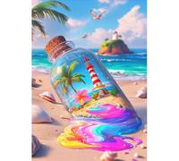 MAXBYE Lighthouse 5D Diamond Painting Art Kits Adults, DIY Glass Bottle & Beach Round Diamond Art Full Drill Kits, Gem Cross Stitch Easy Kits for Beginner Crystal Art Crafts Home Wall Decor 12x16 Inch