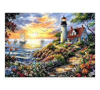 MAXBYE Lighthouse Diamond Painting Kits, 5D Diamond Art Kits for Adults, DIY Seascape Gem Art Cross Stitch for Beginner, Diamond Painting Full Drill Crystal Craft Gifts Home Wall Decor 40x30cm