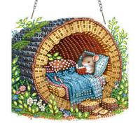 MAXBYE Mouse Diamond Art Hanging Kits for Adults, Tree Hole Diamond Painting Hanging Ornaments with Chain, DIY Special Shaped Gem Pendant Kits Crystal Art Craft Gifts for Wall & Window Decor 20x20cm