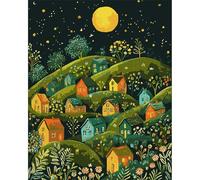MAXBYE Paint by Numbers for Adults, Colorful Houses Night Scene Painting Kits on Canvas Without Frame for Beginners, Easy Painting by Number Acrylic Pigment Home Wall Decor Fun Gifts 40x50 cm