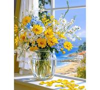 MAXBYE Paint by Numbers for Adults Flowers, Yellow Flowers Painting by Number Kits on Canvas for Beginners, DIY Adult Paint by Numbers Pigment Art for Home Wall Decor Gifts 16x20 inch (Without Frame)