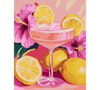 MAXBYE Paint by Numbers for Adults, Painting by Number Kits on Canvas Without Frame for Beginners, Easy Oil Picture Pink Cup & Lemon Acrylic Pigment Drawing for Home Wall Decor Gifts 40x50 cm