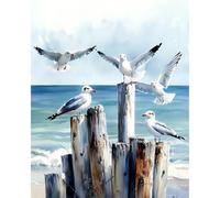MAXBYE Paint by Numbers for Adults Seagulls, Paint by Numbers Kits Animals on Canvas Without Frame for Beginners, DIY Adult Painting by Number Pigment Drawing for Home Wall Decor Gifts 16x20 inch