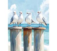 MAXBYE Paint by Numbers for Adults, Seagulls Painting Kits on Canvas Without Frame for Beginners, Easy DIY Pigment Drawing Paintwork for Home Wall Decor Birthday Gifts 16x20 inch