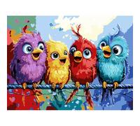 MAXBYE Paint by Numbers Kit for Adults Children with Frame, Colorful Cute Birds Painting by Number for Beginners, Easy Painting Kits on Canvas Acrylic Pigment Home Wall Decor Gifts 30x40 cm