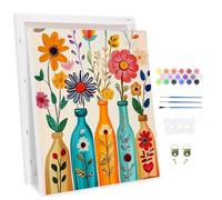 MAXBYE Paint by Numbers with Frame for Adults Flowers, Color Painting by Number Kits on Canvas for Beginners, DIY Pigment Drawing for Home Wall Decor Birthday Gifts 30x40 cm