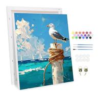 MAXBYE Paint by Numbers with Frame for Adults, Painting by Number Kits Seagulls on Canvas for Beginners, DIY Acrylic Pigment Paint Kit for Home Wall Decor Art Crafts Gifts 30x40 cm