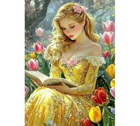 MAXBYE Pretty Woman Diamond Painting Kits, 5D Tulips Diamond Art Kits Round Full Drill Gem Cross Stitch for Adults Beginner, DIY Crystal Craft Birthday Holiday Gifts Home Wall Decor 30x40cm