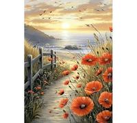 MAXBYE Sea Sunset Diamond Painting Art Kits for Adults, 5D Diamond Art Kits DIY Full Drill Flowers Crystal Craft Kit for Beginner, Home Bedroom Wall Decor Gift 12x16 Inch