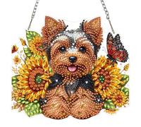 MAXBYE Sunflower Diamond Art Hanging Kits for Adults, Puppy Diamond Painting Hanging Ornaments with Chain, DIY Special Shaped Gem Pendant Crystal Art Craft Gifts for Home Wall & Window Decor 20x20cm