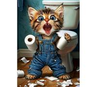 MAXBYE Tabby Kitten Diamond Painting Kits, 5D Diamond Art Kits for Adults, DIY Toilet Paper Gem Art Cross Stitch for Beginner, Diamond Painting Full Drill Crystal Craft Gifts Home Wall Decor 30x40cm