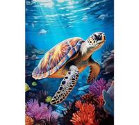 MAXBYE Turtle 5D Diamond Painting Kits for Adults, Animal DIY Diamond Art Full Drill Crystal Rhinestone Painting Pictures Embroidery Craft Kits for Home Wall Decor 12x16inch