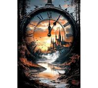 MAXBYE Vintage Pocket Watch Diamond Painting Kits, 5D Diamond Art Kits for Adults, DIY Castle Gem Art Cross Stitch for Beginner, Diamond Painting Full Drill Crystal Craft Gifts Home Wall Decor 30x40cm